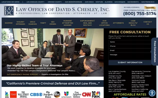 Screenshot of the Law Offices of David Chesley Website