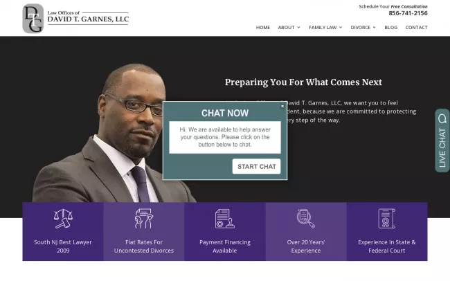 Screenshot of the The Law Offices of David T. Garnes, LLC Website