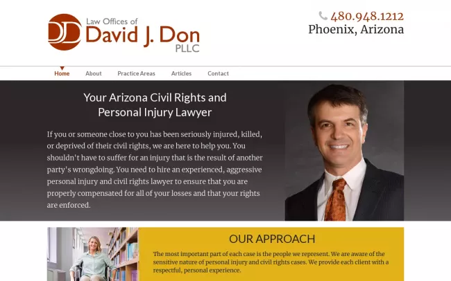 Screenshot of the Law Offices of David J. Don, PLLC Website