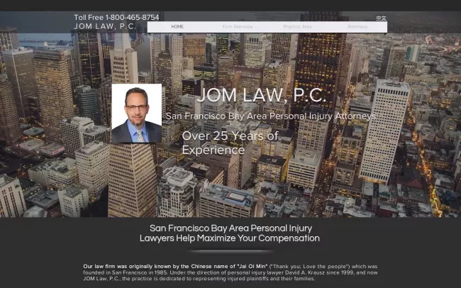 Screenshot of the JOM Law, P.C. Website