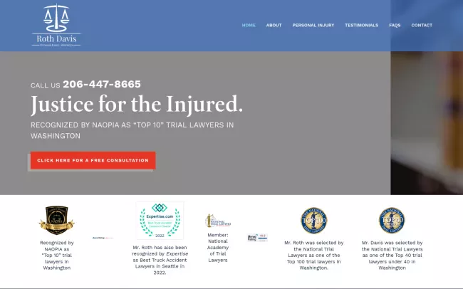 Screenshot of the Law Offices of David S. Roth Website