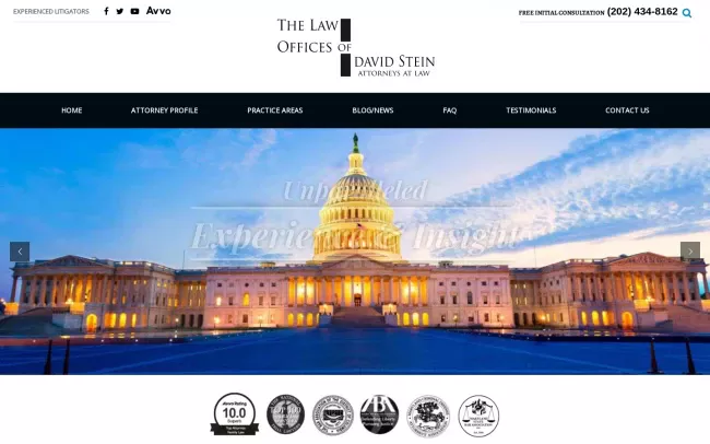 Screenshot of the The Law Offices of David Stein Website
