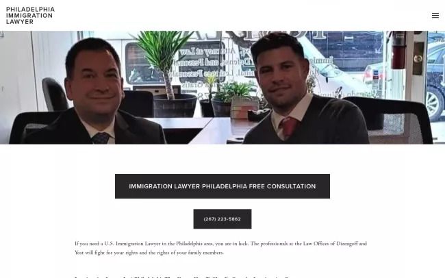 Screenshot of the Law Offices of Dizengoff and Yost Website