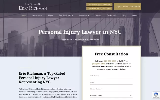 Screenshot of the The Law Offices of Eric Richman Website