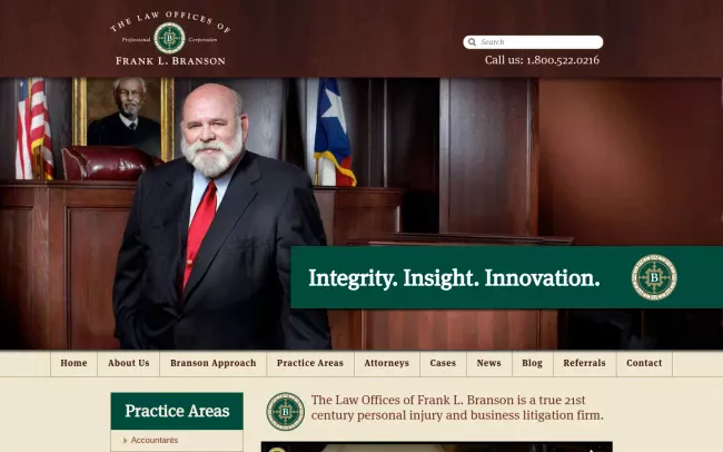 Screenshot of the The Law Offices of Frank L. Branson Website
