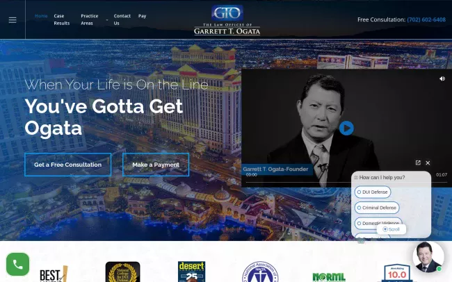 Screenshot of the Law Offices of Garrett T Ogata Website
