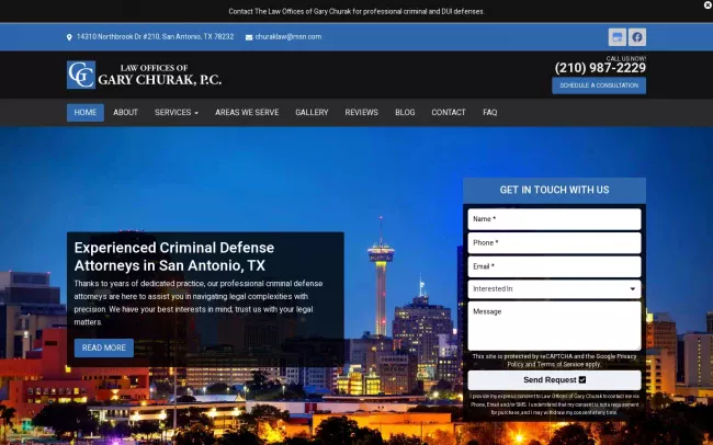 Screenshot of the Law Offices of Gary Churak Website
