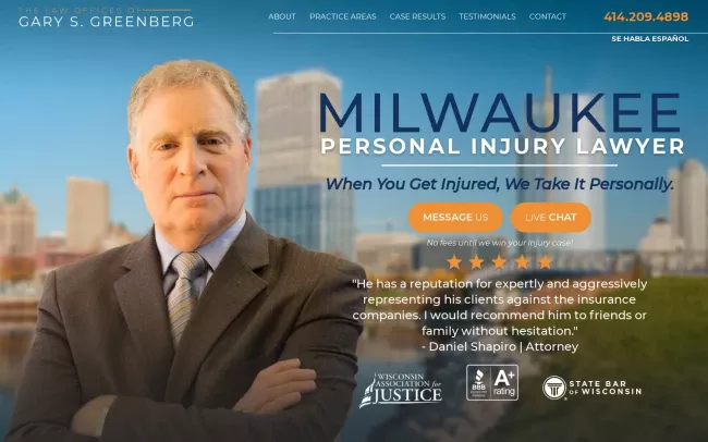 Screenshot of the Law Offices of Gary S. Greenberg Website