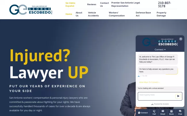 Screenshot of the The Law Offices of George Escobedo Website