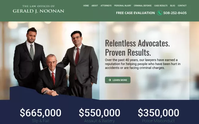 Screenshot of the Law Offices of Gerald J. Noonan Website