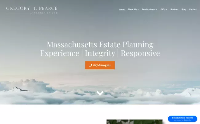 Screenshot of the Law Office of Gregory T Pearce Website