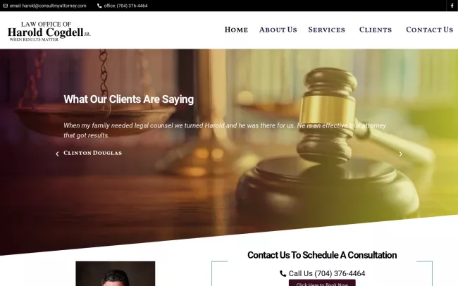 Screenshot of the Law Offices Of Harold Cogdell, Jr., P.L.L.C. Website