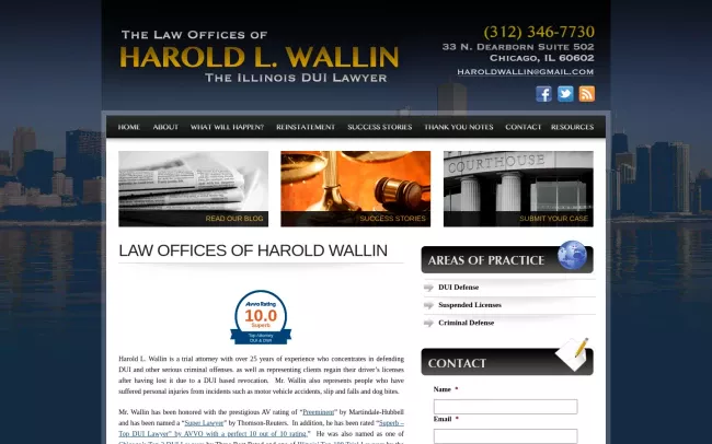 Screenshot of the Harold L Wallin Website