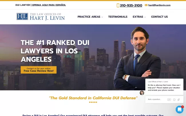 Screenshot of the Hart J. Levin - Los Angeles DUI Lawyers Website