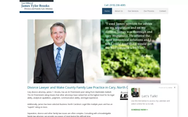Screenshot of the Law Offices of James Tyler Brooks Website
