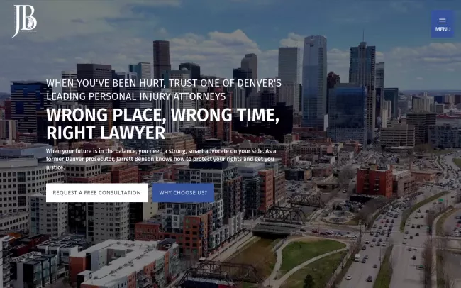 Screenshot of the The Law Offices of Jarrett J. Benson Personal Injury & Criminal Defense LLC. Website