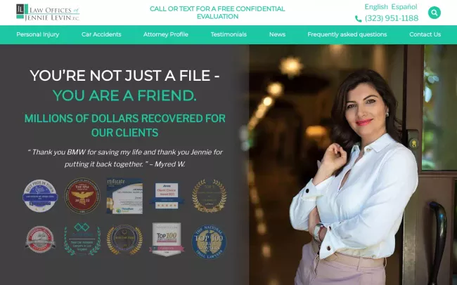 Screenshot of the Law Offices of Jennie Levin, P.C. Website