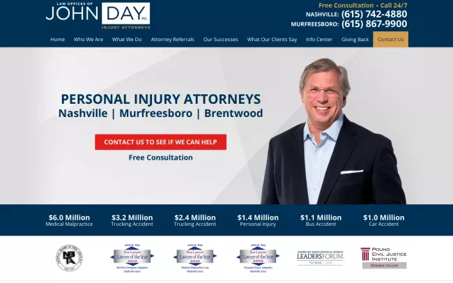 Screenshot of the The Law Offices of John Day, P.C. Website