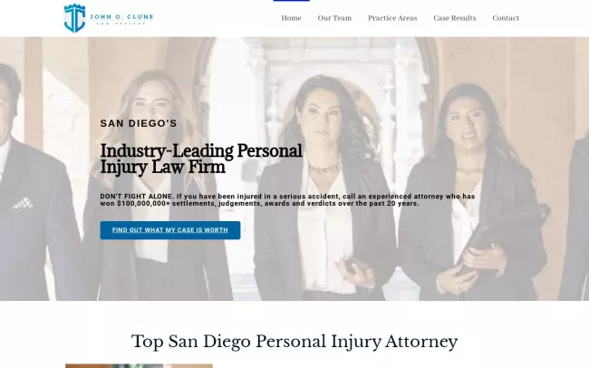 Screenshot of the Law Offices of John O. Clune Website