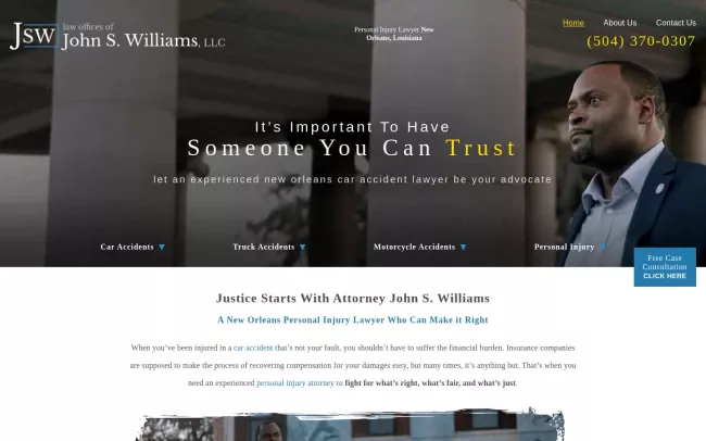 Screenshot of the The Legal Offices of John S. Williams LLC Website
