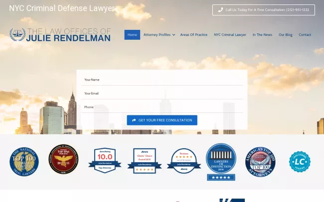 Screenshot of the Law Offices of Julie Rendelman, LLC Website