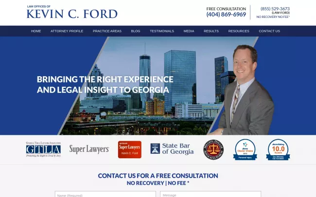 Screenshot of the Law Offices of Kevin C. Ford Website