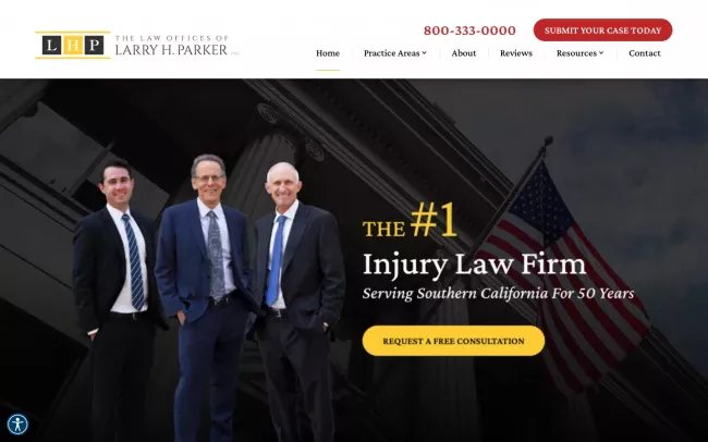 Screenshot of the The Law Offices of Larry H. Parker Website