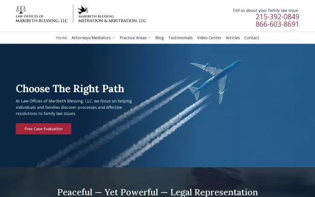 Screenshot of the Law Offices of Maribeth Blessing, LLC Website
