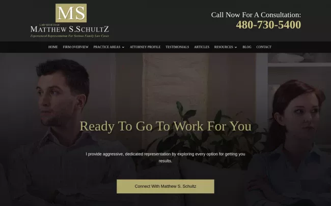 Screenshot of the Law Offices of Matthew S. Schultz, P.C. Website