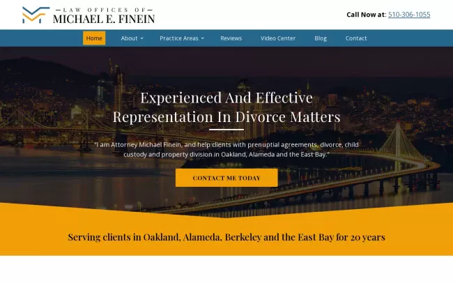 Screenshot of the Law Offices Of Michael E. Finein Website