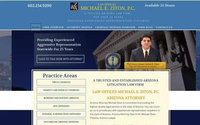 Screenshot of the Law Offices Michael E. Ziton P.C. Website