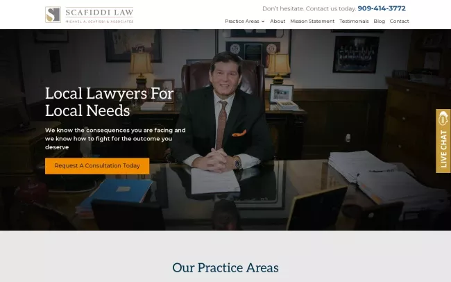 Screenshot of the Law Offices of Michael A. Scafiddi, Inc. Website