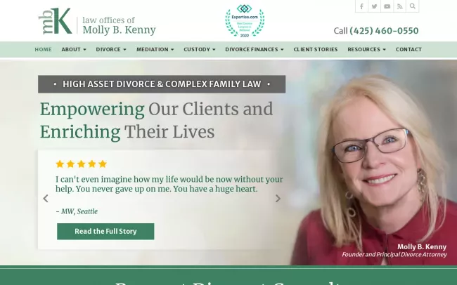 Screenshot of the Law Offices of Molly B. Kenny Website