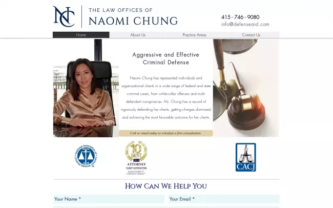 Screenshot of the Law Offices of Naomi Chung Website