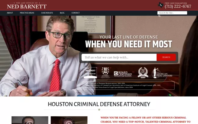 Screenshot of the The Law Offices of Ned Barnett Website