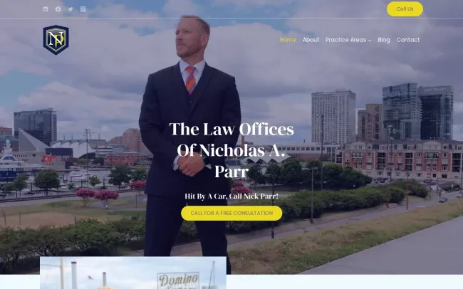 Screenshot of the The Law Offices of Nicholas A. Parr Website