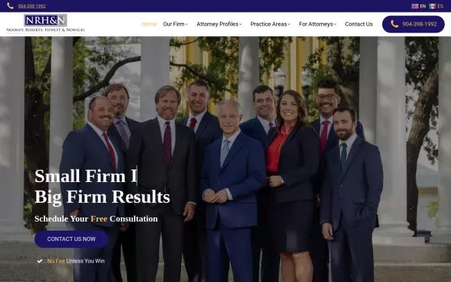 Screenshot of the Law Offices of Nooney, Roberts, Hewett & Nowicki Website