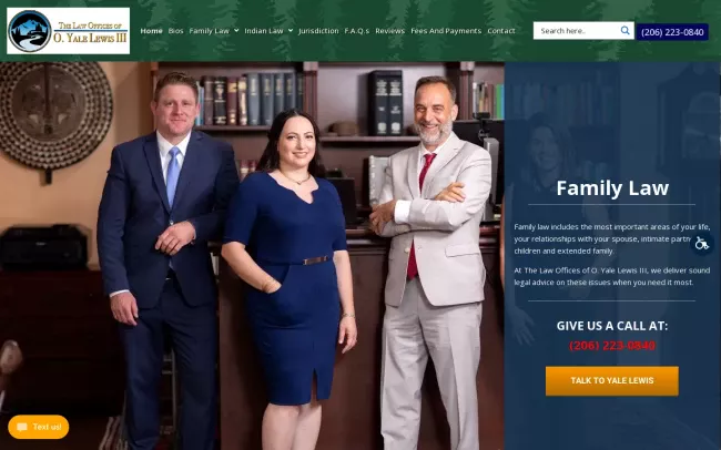 Screenshot of the Law Offices of O. Yale Lewis III Website