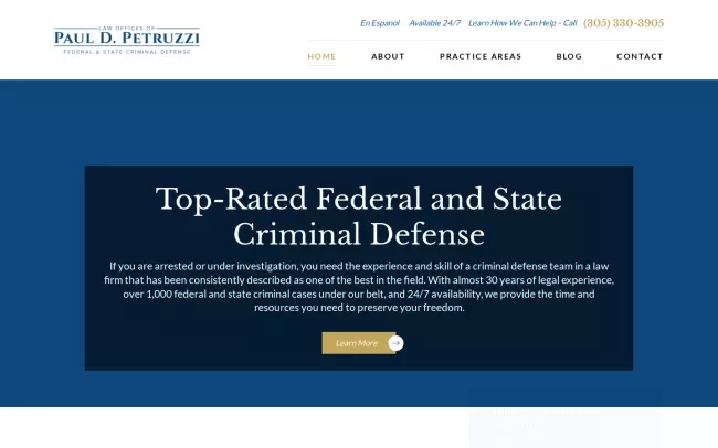 Screenshot of the Law Offices of Paul D. Petruzzi P.A. Website