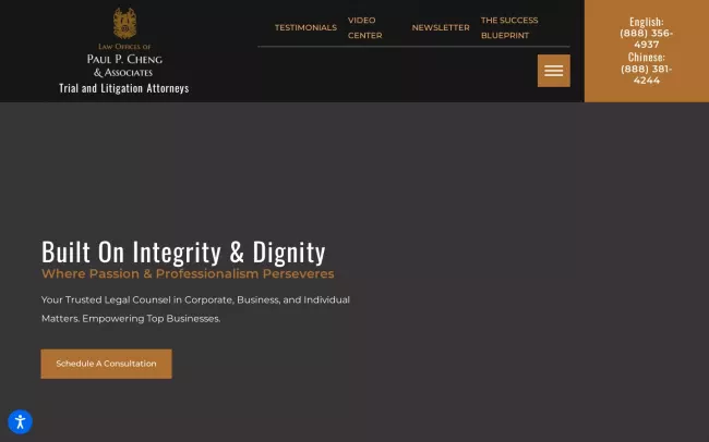 Screenshot of the Law Offices of Paul P. Cheng & Associates Website