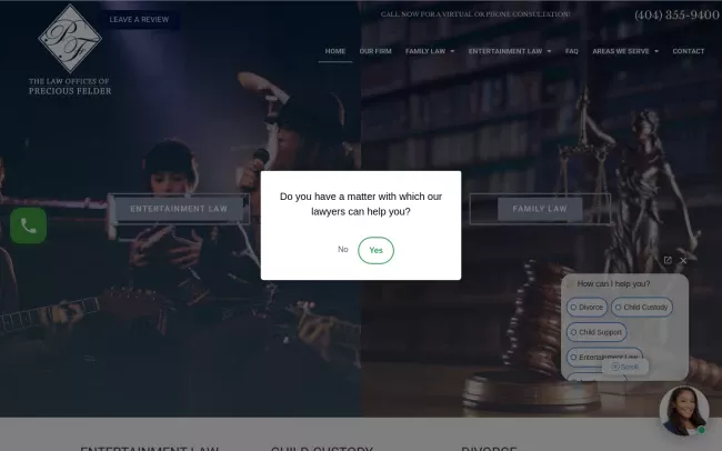 Screenshot of the The Law Offices of Precious Felder, LLC Website