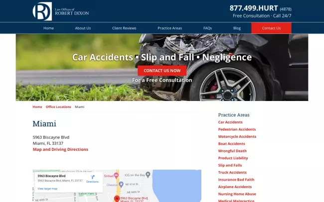 Screenshot of the Law Offices of Robert Dixon Website