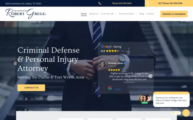 Screenshot of the Law Offices Of Robert S. Gregg Website