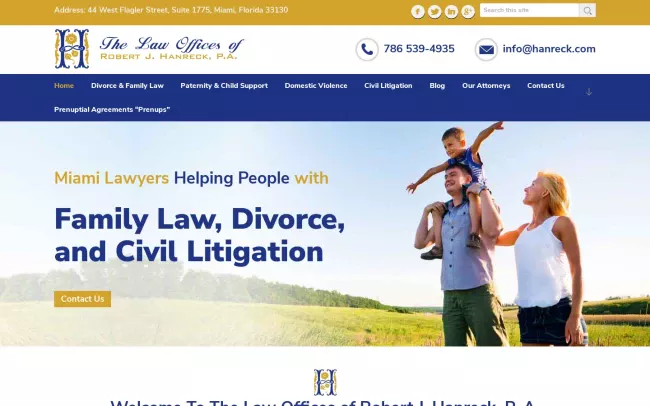 Screenshot of the Law Offices of Robert J. Hanreck Website
