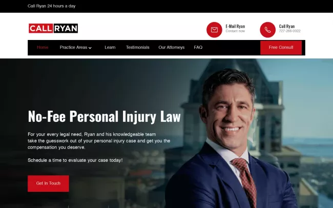 Screenshot of the Ryan Hughes Law Website