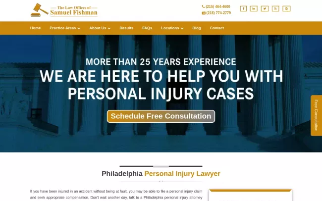 Screenshot of the The Law Offices of Samuel Fishman Website