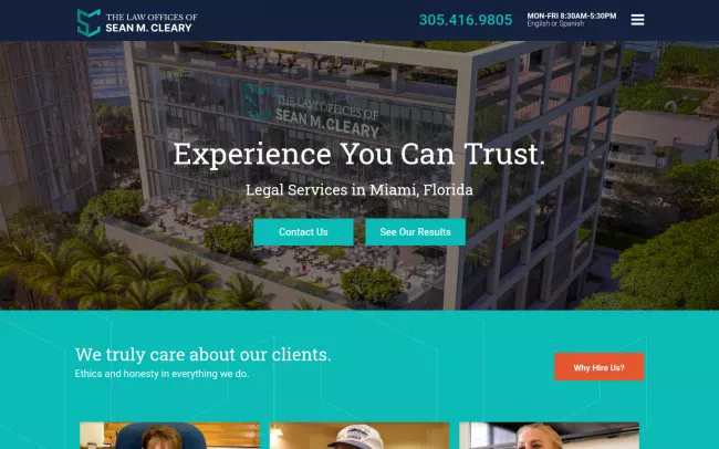 Screenshot of the The Law Offices of Sean M. Cleary Website