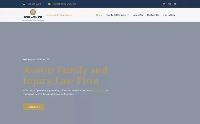 Screenshot of the SMB LAW, PC Website
