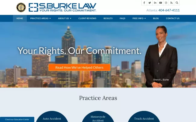 Screenshot of the Law Offices of Sheryl L. Burke Website