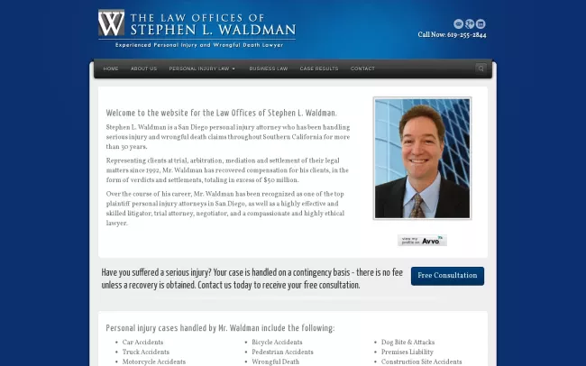 Screenshot of the The Law Offices of Stephen L. Waldman Website